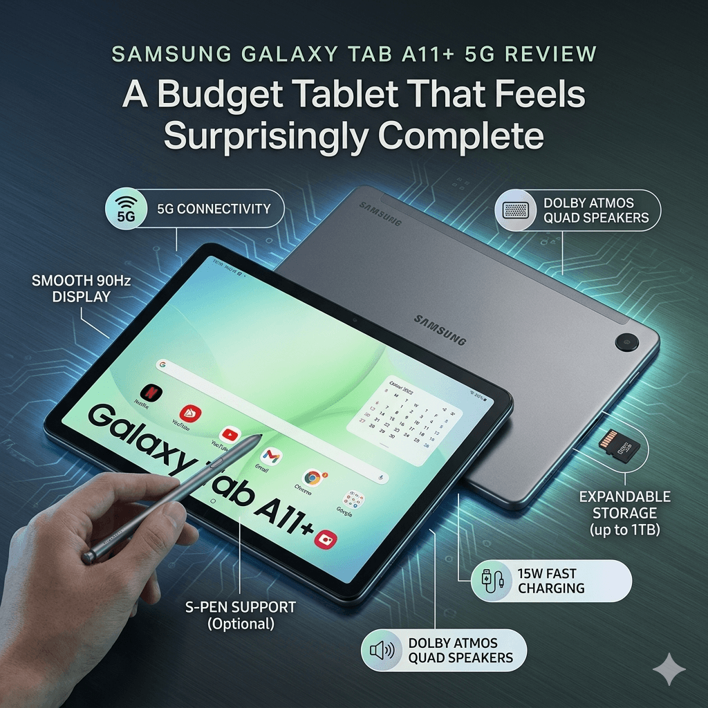 Samsung Galaxy Tab A11+ 5G Review: A Budget Tablet That Feels Surprisingly Complete
