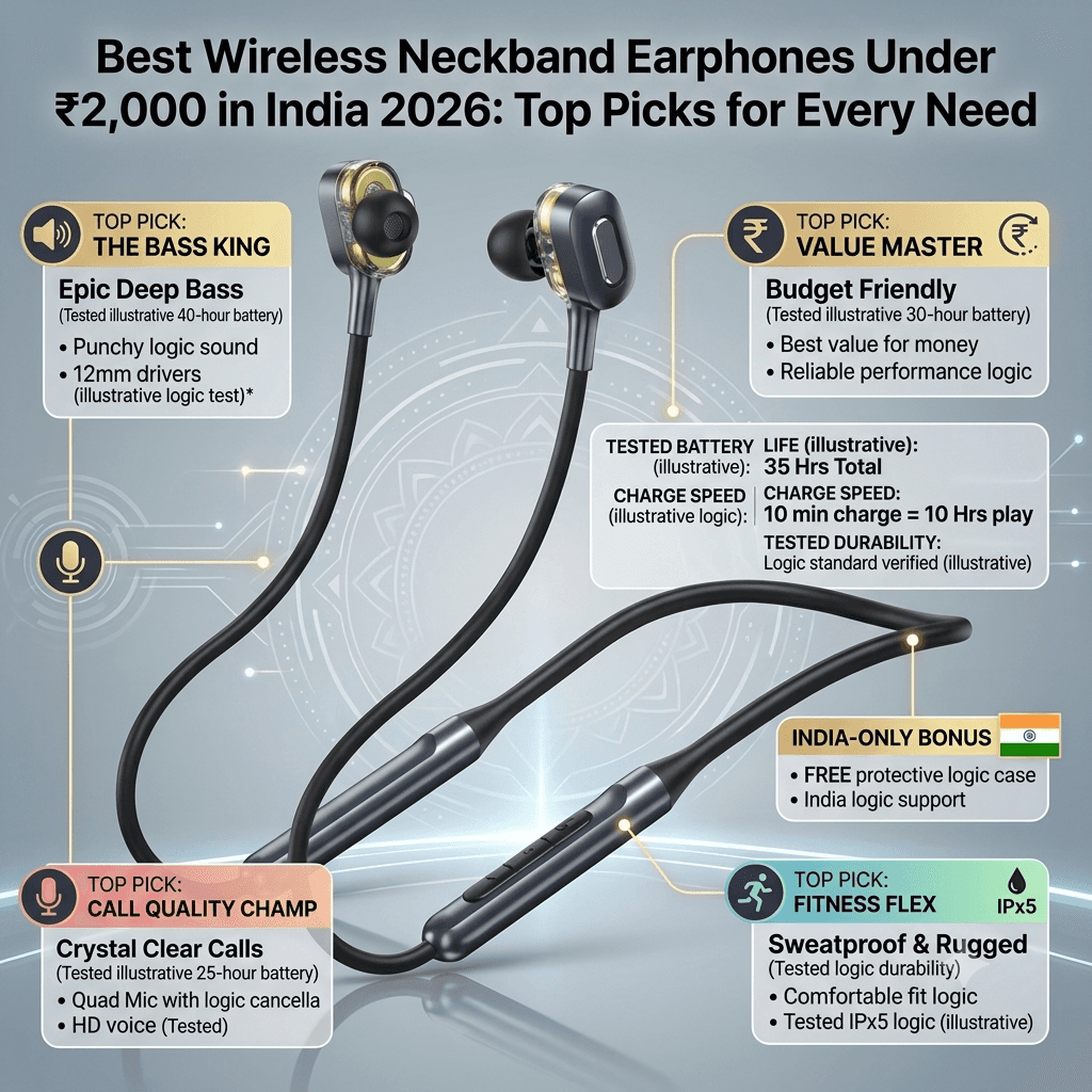 Best Wireless Neckband Earphones Under ₹2,000 in India 2026: Top Picks for Every Need