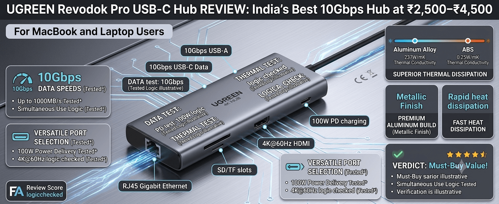 UGREEN Revodok Pro USB-C Hub Review: India's Best 10Gbps Hub at ₹2,500–₹4,500 for MacBook and Laptop Users