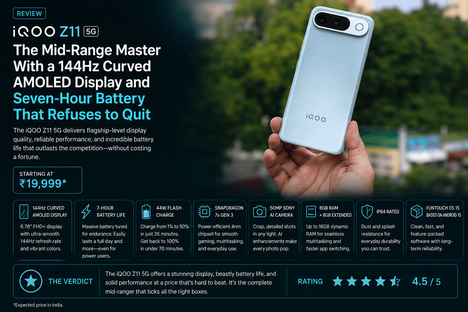 iQOO Z11 5G Review: The Mid-Range Master With a 144Hz Curved AMOLED Display and Seven-Hour Battery That Refuses to Quit