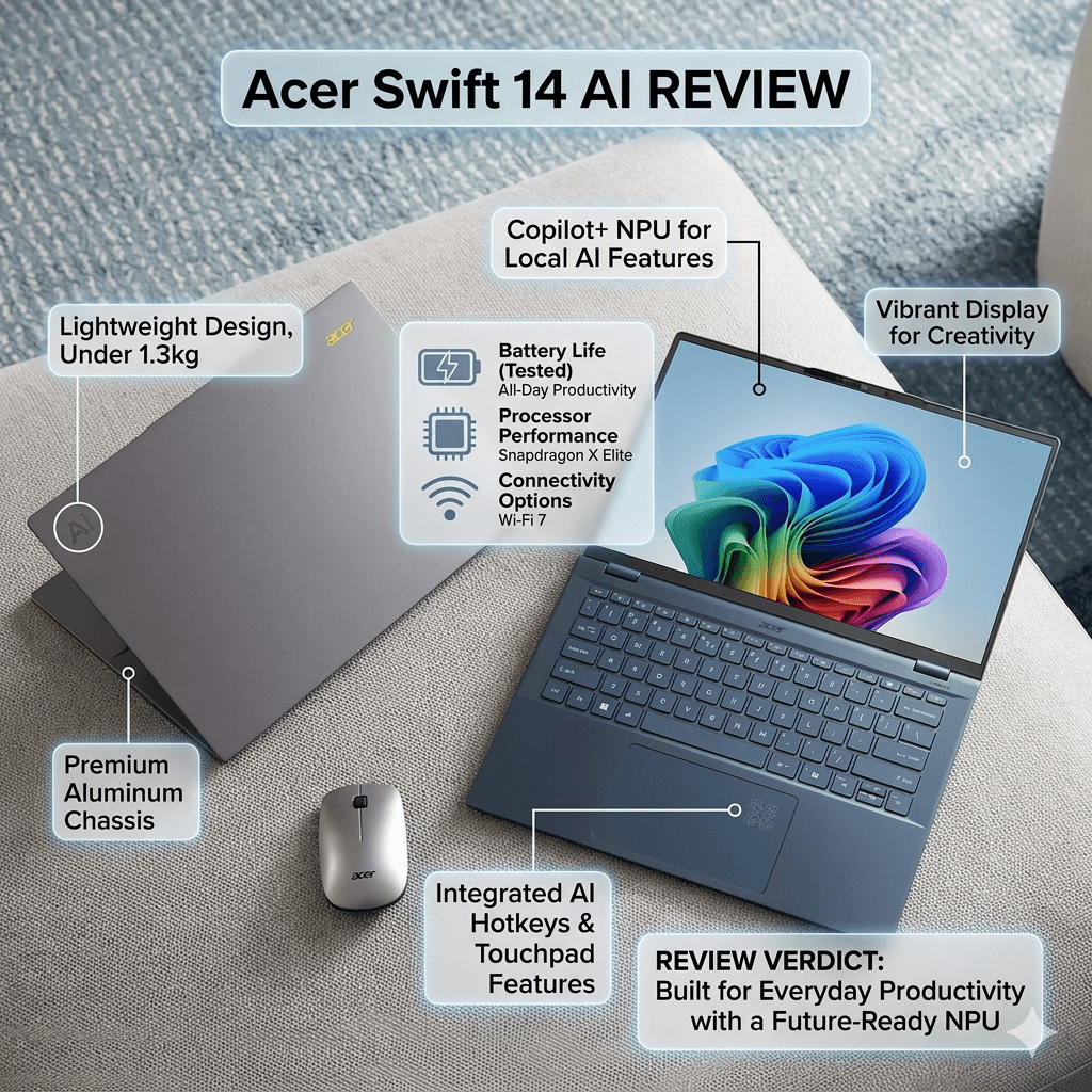 Acer Swift 14 AI Review: A Lightweight Copilot+ Laptop Built for Everyday Productivity