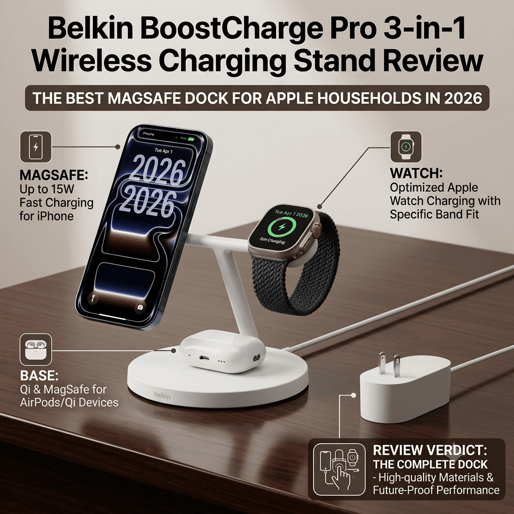 Belkin BoostCharge Pro 3-in-1 Wireless Charging Stand Review: The Best MagSafe Dock for Apple Households in 2026